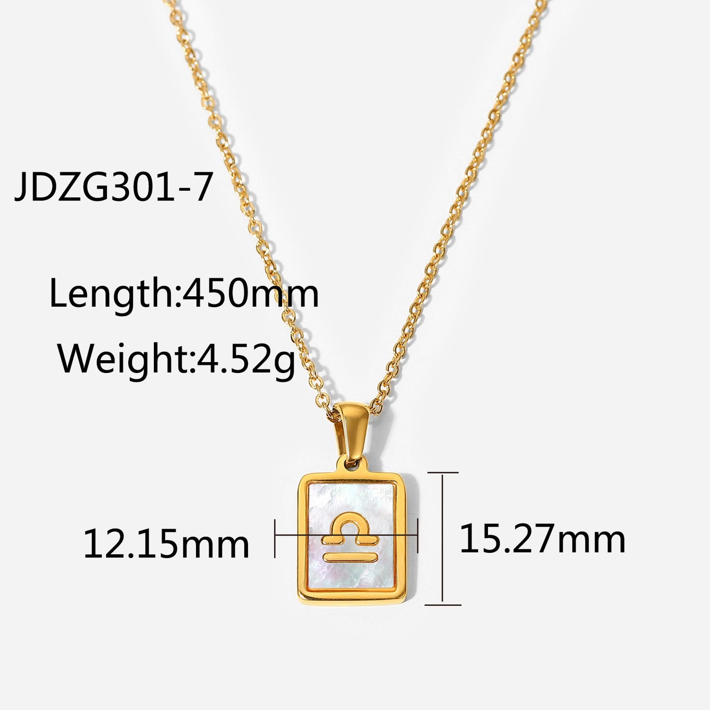 5pcs New Fashion Style 18K Gold-Plated Stainless Steel 12 Constellation Pendant Necklace Women's White Shell Constellation Pendant Collar