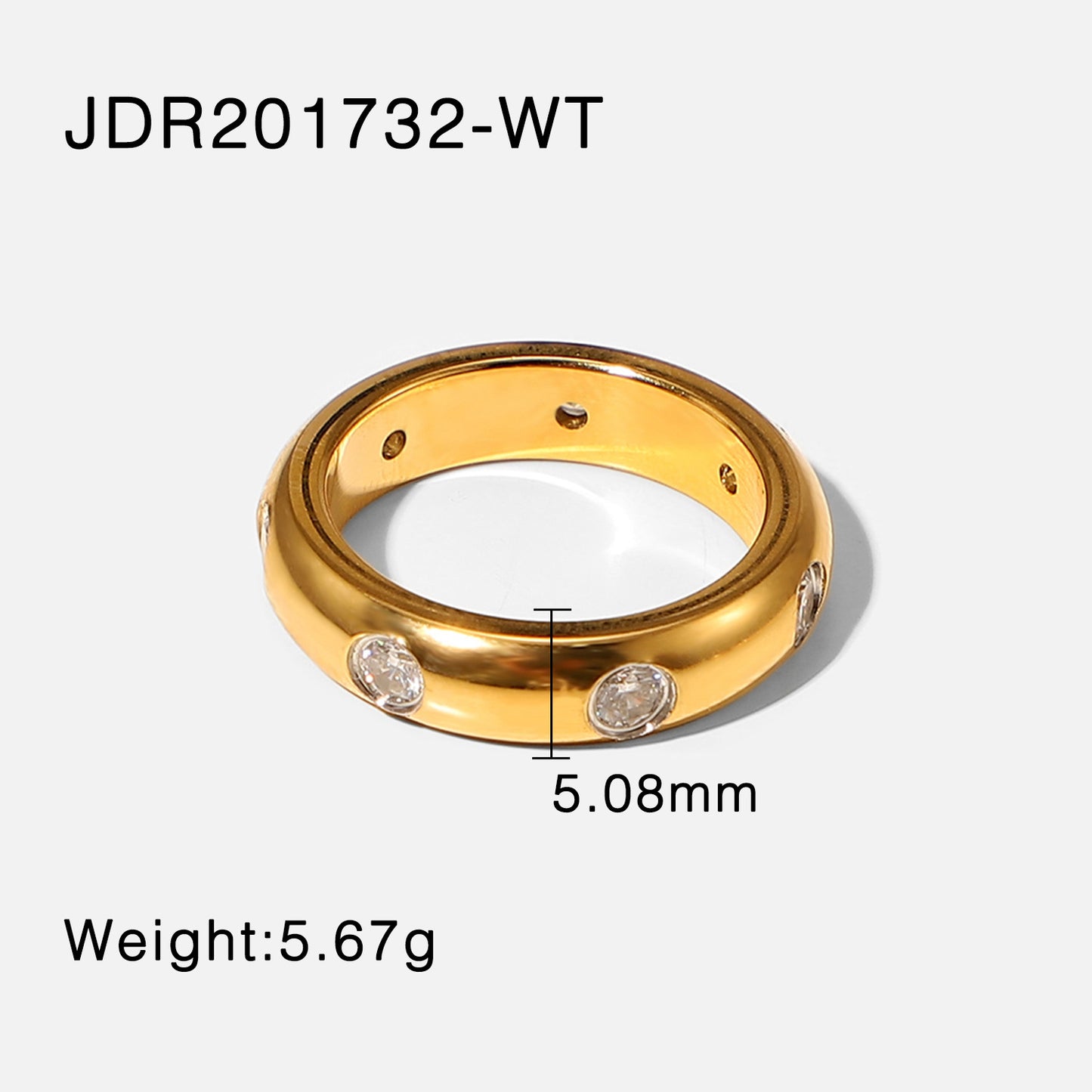 5pcs 18K Gold Stainless Steel Retro Micro-Inset Green // White Zircon Ring Index Finger Joint Finger Ring
