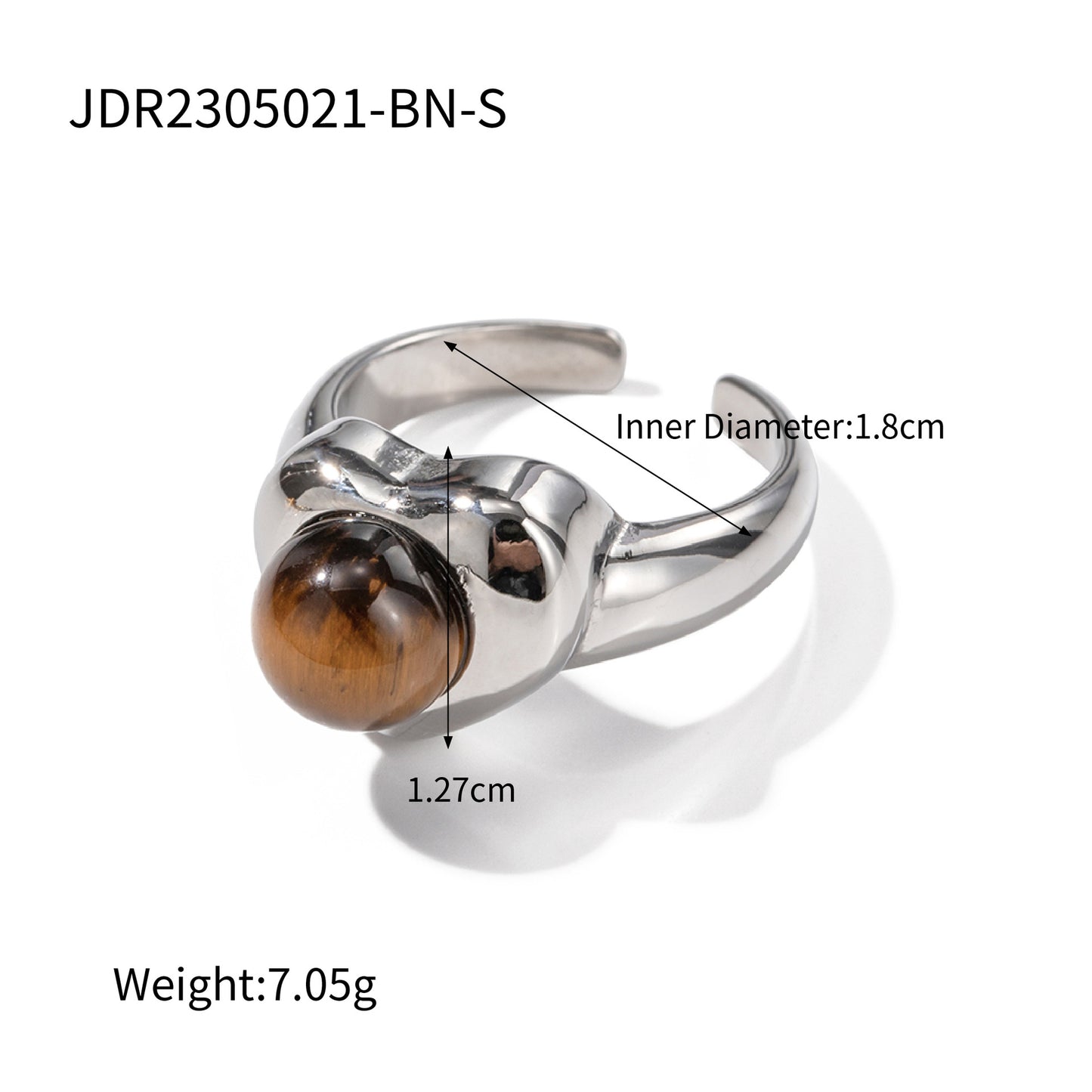 5pcs New Fashion Gold-Plated Stainless Steel 18K Gold Stainless Steel Tiger Eye Stone Love Ring Fashion Jewelry