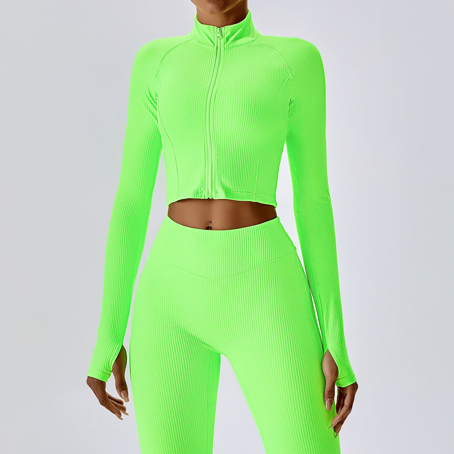 Autumn Quick Dry Long Sleeve Yoga Coat Threaded Zipper Fitness Coat Female Running Sports Coat