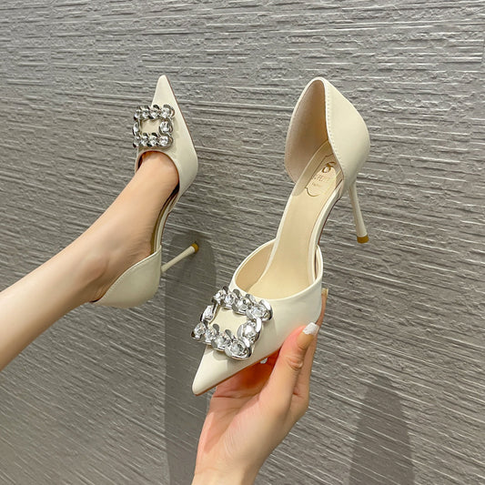 Fashion Pointy Hollow High 9 Cm Women's Single Shoes Summer New Shallow Mouth Stiletto Heels