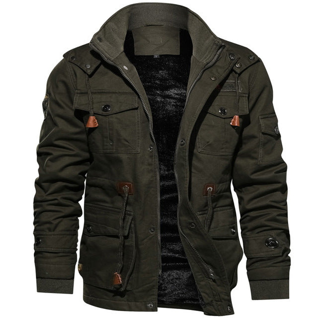 Navy Deck Suit Lamb Cashmere Jacket For Men Winter Padded Coat With Extra Fleece
