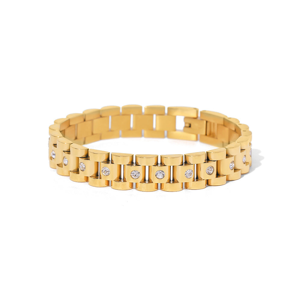 5pcs Metal Titanium Steel Bracelet Stainless Steel Pvd Plated 18K Gold Watch Bracelet Bracelet