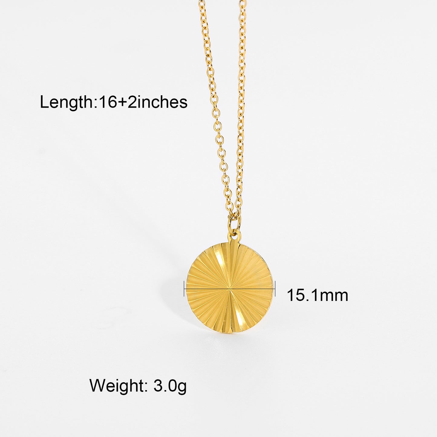 5pcs Fashionable Titanium Steel Sun Disk Pendant Necklace 18K Gold Plated Stainless Steel Coin Necklace For Men And Women Jewelry