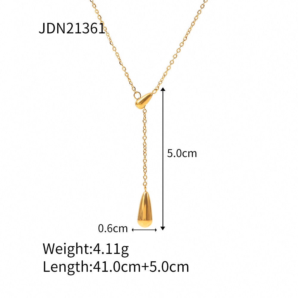5pcs Simple Cold Drop Necklace Female Niche Design Metal Light Luxury High-Grade Sense Of Temperament Clavicle Chain