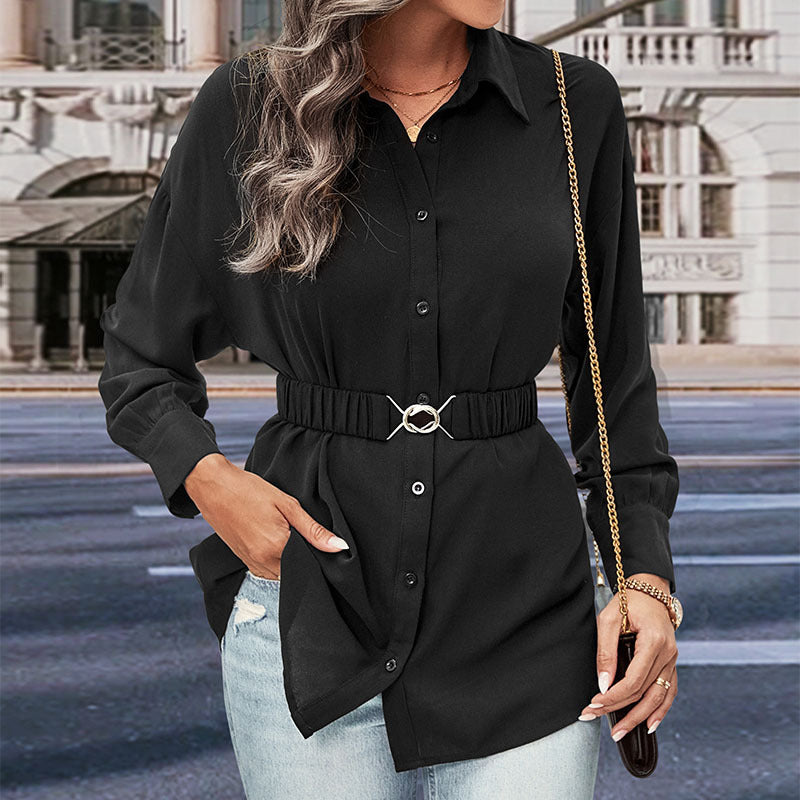 New Coat Long Long-Sleeved Black Shirt