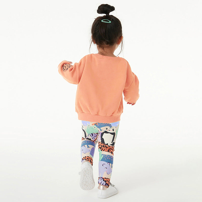 Autumn And Winter Cashmere Girls Hoodie Set Cute Long-Sleeved Children's Set Children's Set