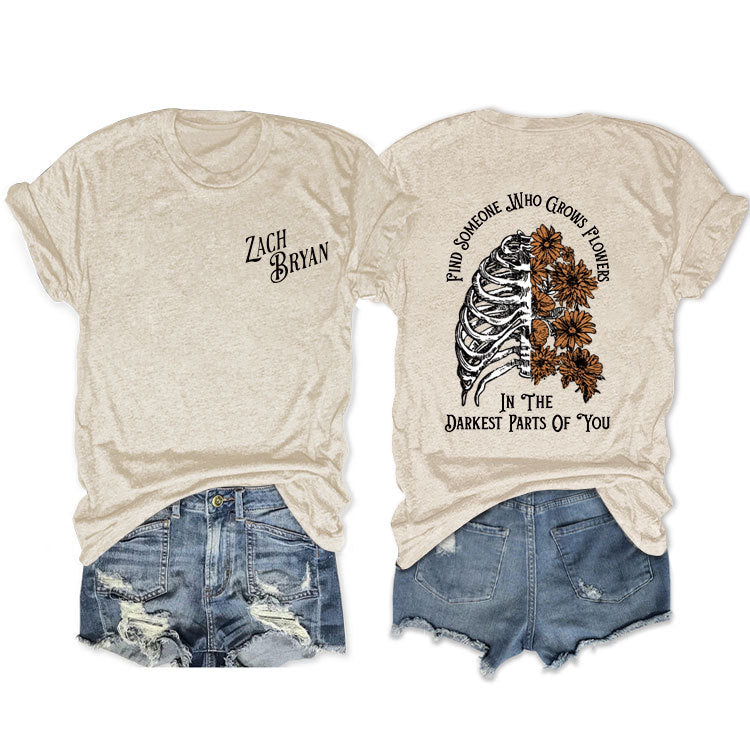Fashion Casual Find Someone Who Grows Fun Crew Neck Summer Short Sleeves