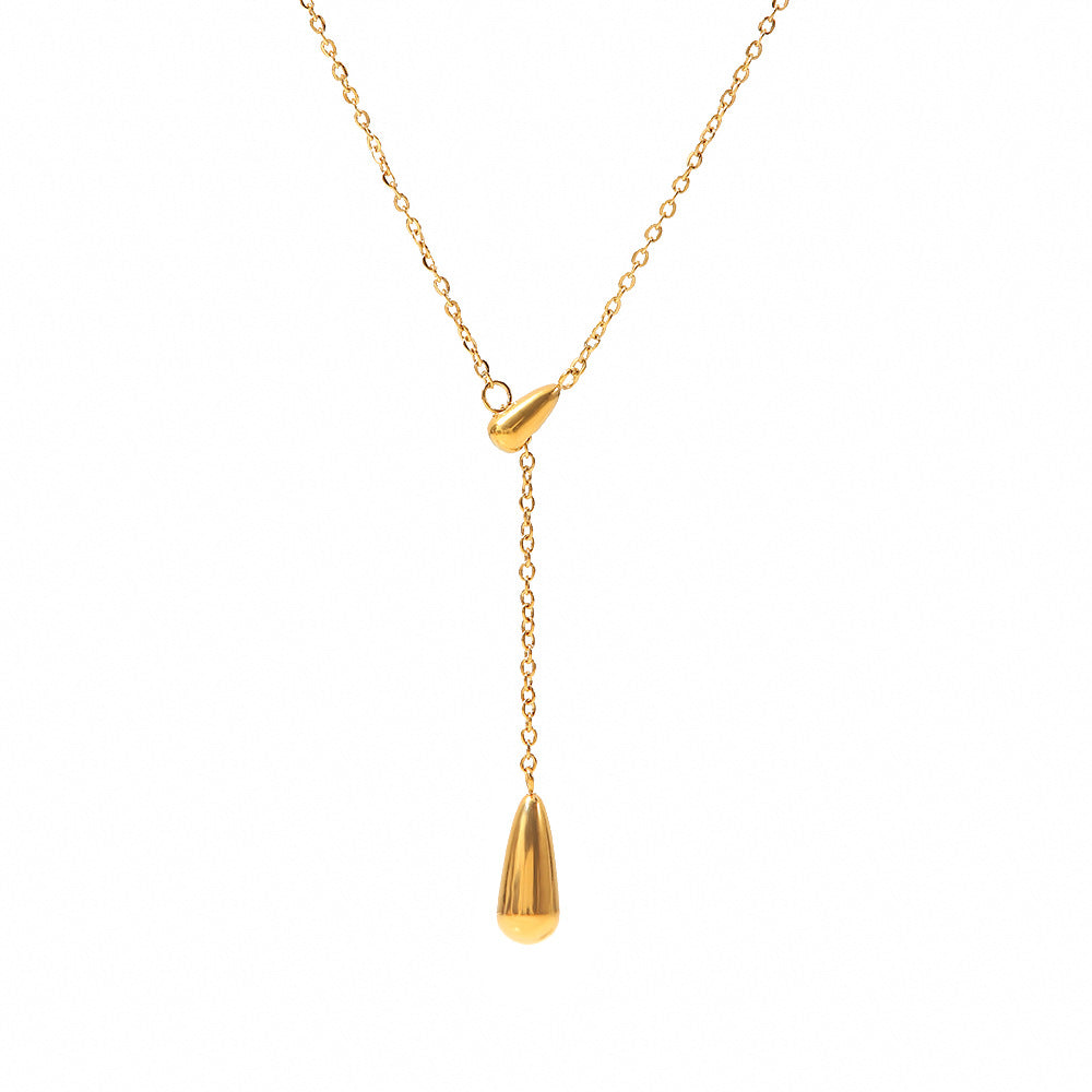 5pcs Simple Cold Drop Necklace Female Niche Design Metal Light Luxury High-Grade Sense Of Temperament Clavicle Chain