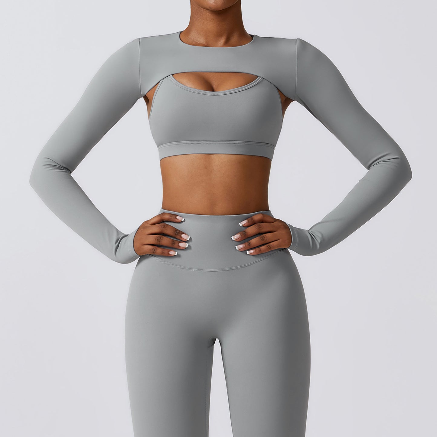 Outside Sports Vest Long Sleeve Cape Yoga Clothes Nude Fitness Clothes Top Running Sports Smock