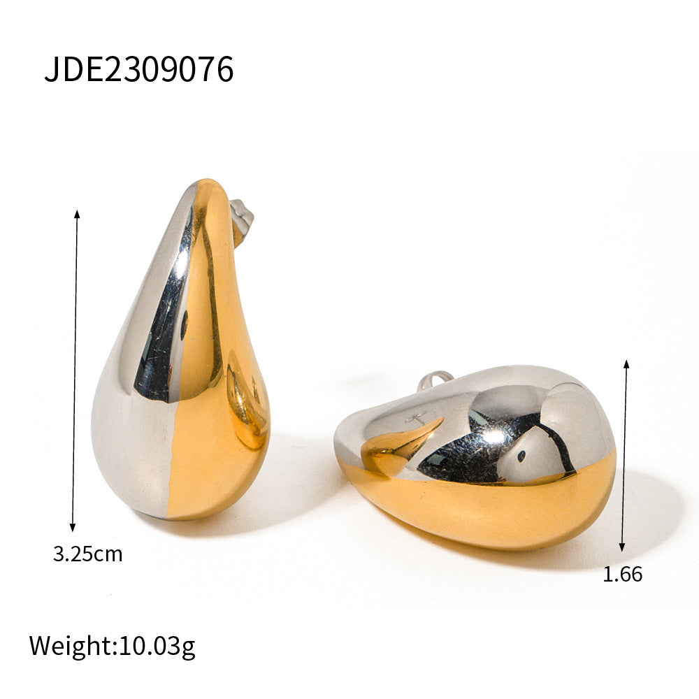 5pcs 18K Gold Stainless Steel Drop Matching Earrings Premium Simple Earrings