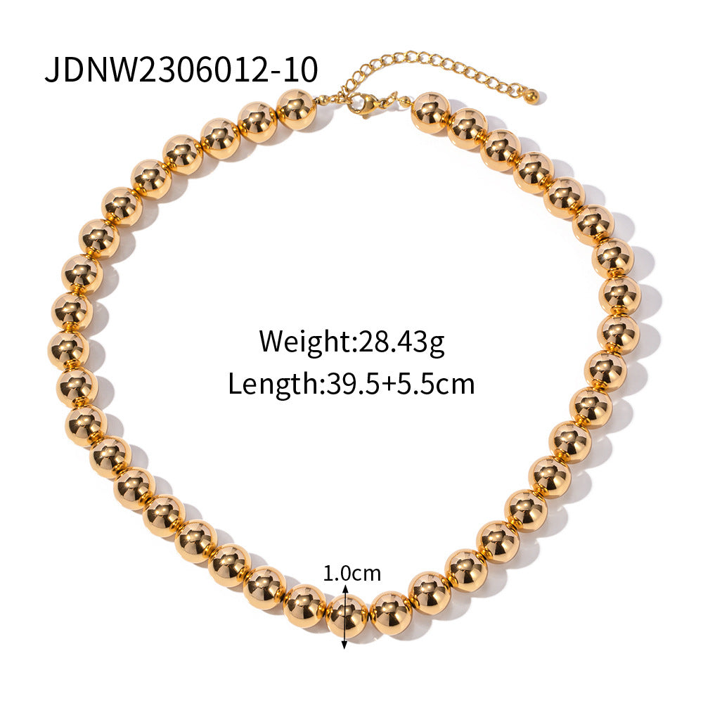 5pcs Fashion Popular 18K Gold Copper Bead Elastic 8Mm Non-Fading Necklace Jewelry