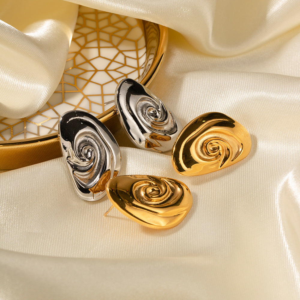 5pcs Titanium Steel Mosquito-Repellent Earrings Earrings Stud New Fashion Spiral Niche Design Women's High-Grade Earrings