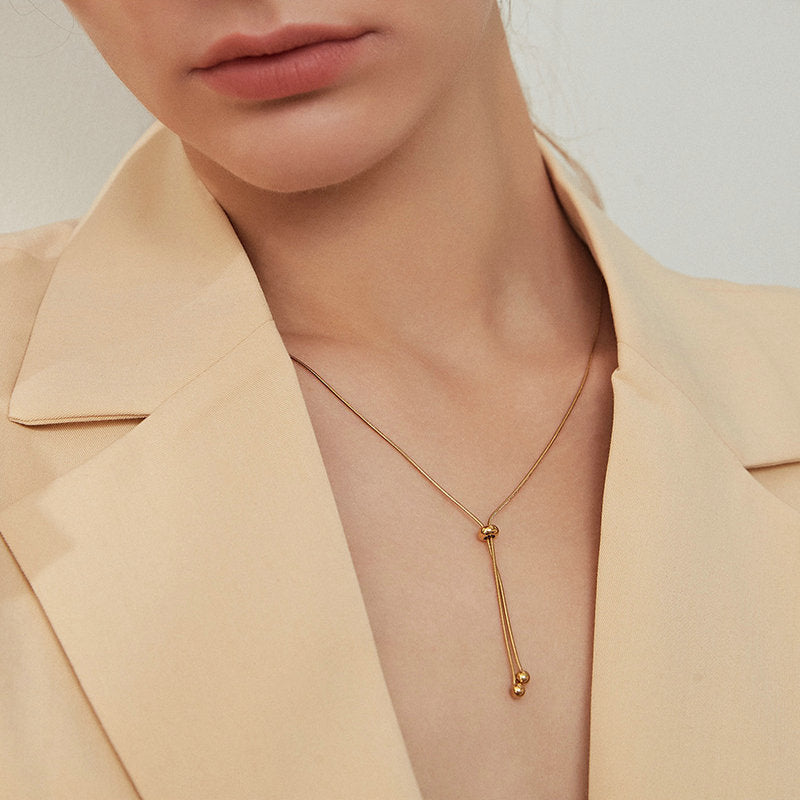 5pcs Fashion Necklace 14K Gold Snake Bone Chain Jewelry Minimalist Cartilage Stainless Steel Long Bead Chain Necklace For Women