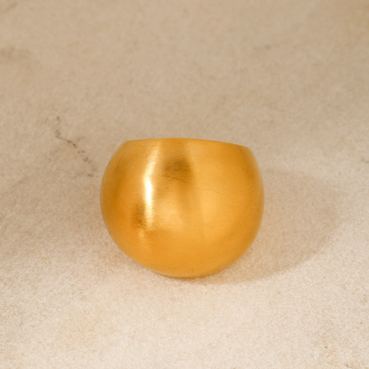 5pcs Cool Trendy Texture 18K Gold Stainless Steel Chubby Matte Brushed Ring Simple Ring