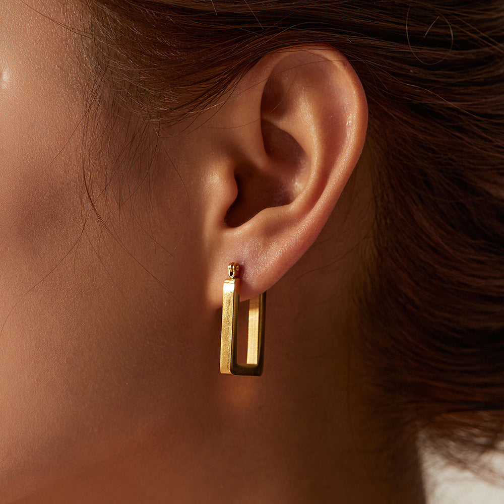 5pcs New Chunky Twist Croissant Stud Earrings 18 Gold-Plated Stainless Steel Ring Earrings For Women