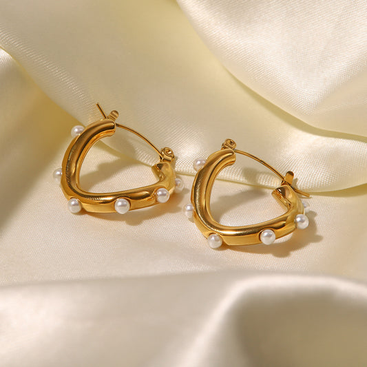5pcs New 18K Gold Plated Profiled Pearl Earrings Fashion All Matching Earrings
