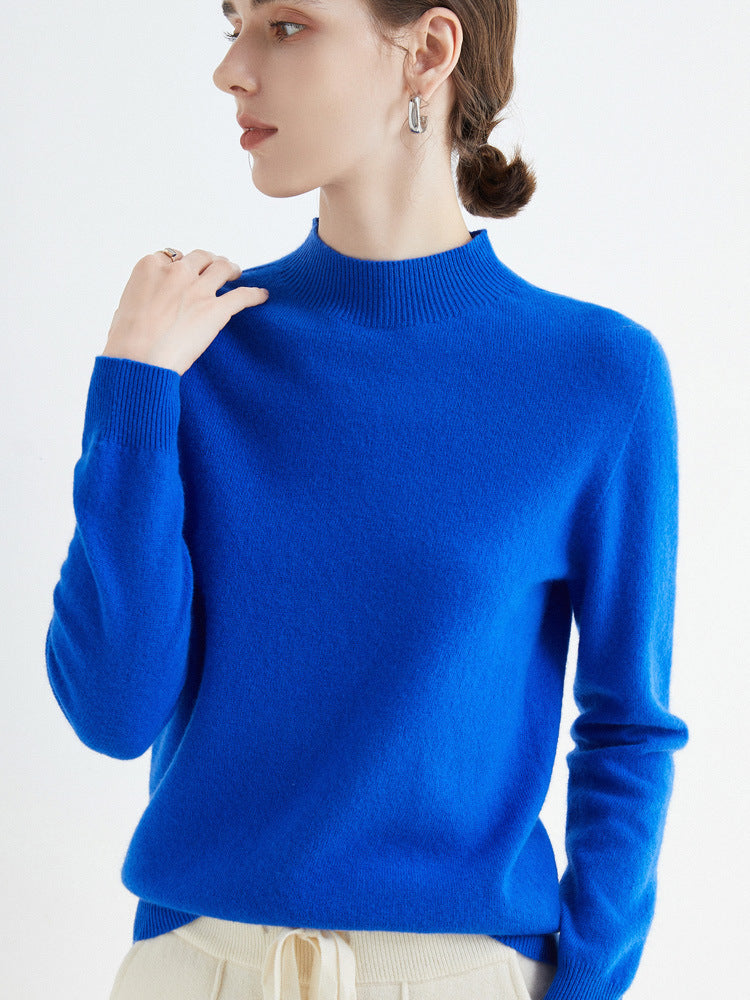 100 Pure Wool Knitwear Women's V-Neck Pullover Loose Base Shirt Autumn And Winter New Solid Color Sweater