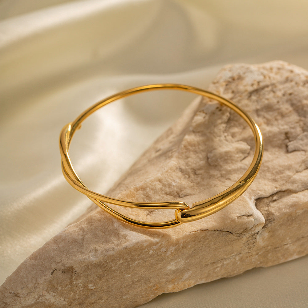 5pcs Fashion Style Design Simple 18K Gold Stainless Steel Bracelet Hand Jewelry Electroplated Women's Hand Jewelry