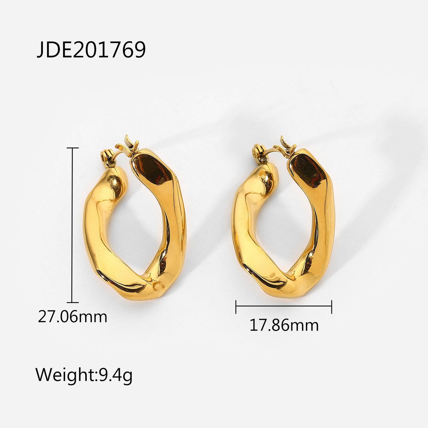 5pcs Stylish Earrings 18K Gold Stainless Steel Women's Jewelry Shaped Flat U-Ring Earrings Jewelry