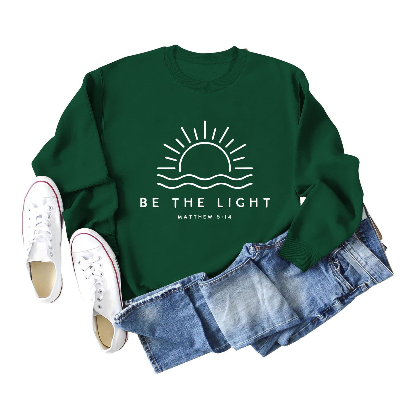 Fun Casual Be The Light Matthew Loose Long-Sleeved Hoodie For Women