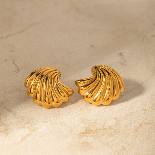 5pcs Geometry Titanium Steel Earrings 18K Gold Stainless Steel Shell Stud Earrings Fashion All-Match Earrings Earrings