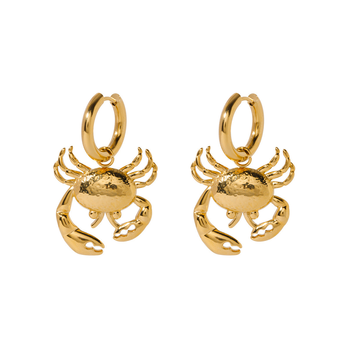 5pcs Titanium Steel 18K Gold Stainless Steel Crab Pendant Earrings Stud New Stylish Earrings Of The Year