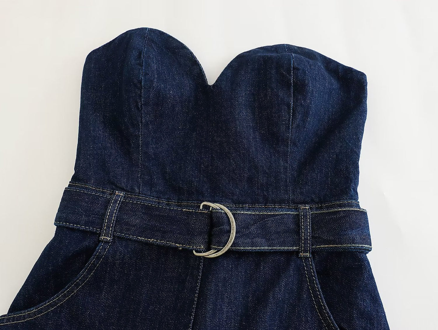 Summer Women's Urban Corset Style Denim Romper