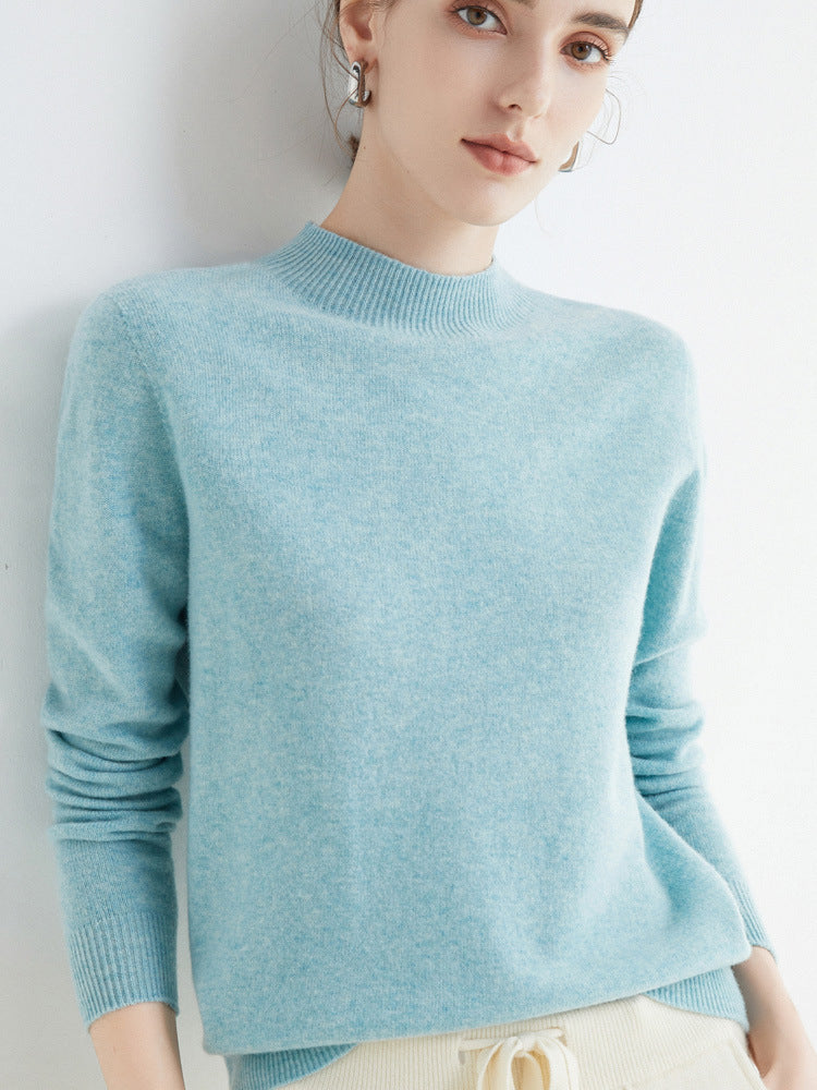 100 Pure Wool Knitwear Women's V-Neck Pullover Loose Base Shirt Autumn And Winter New Solid Color Sweater