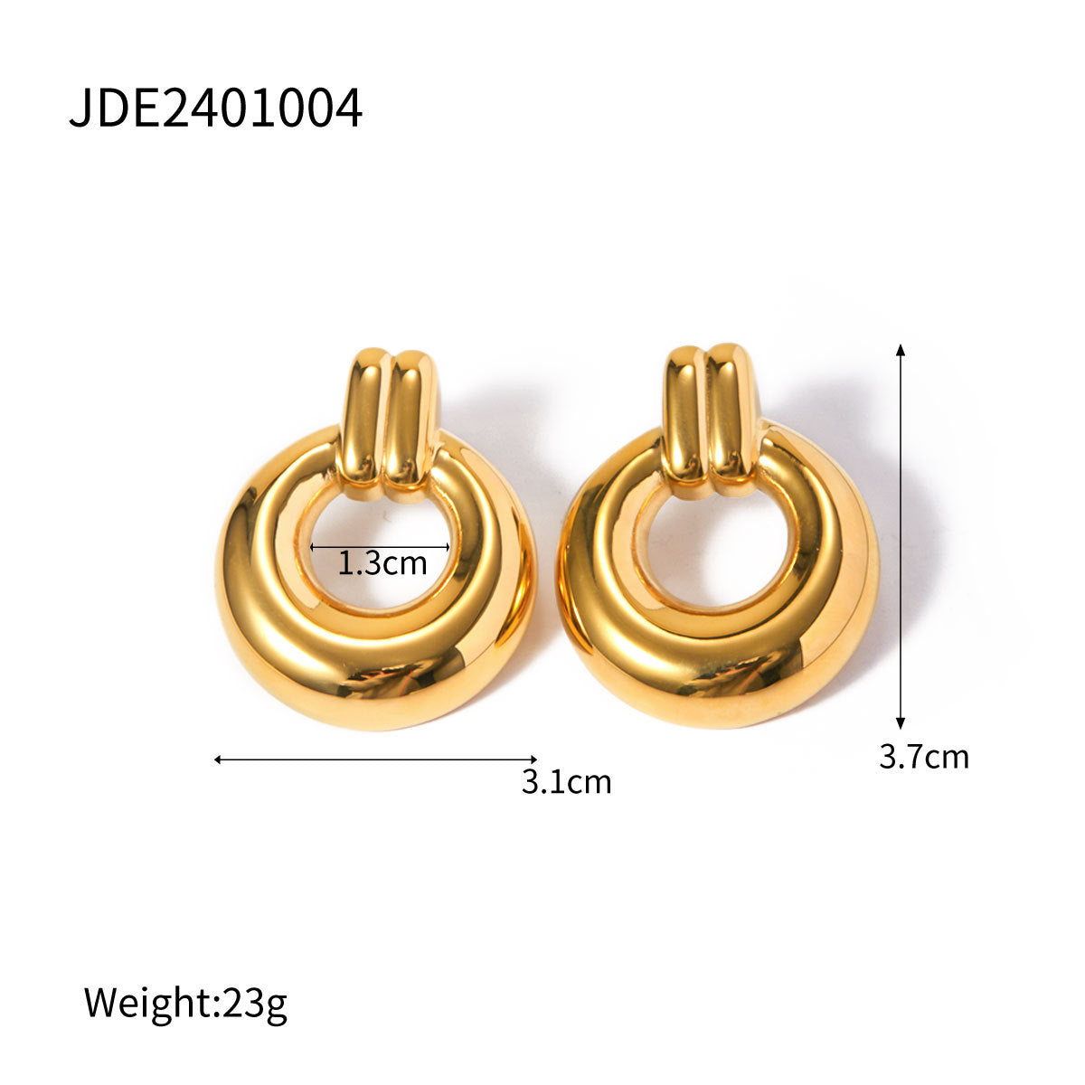 5pcs 18K Gold Stainless Steel Hoop Earrings Do Not Fade All Matching Earrings