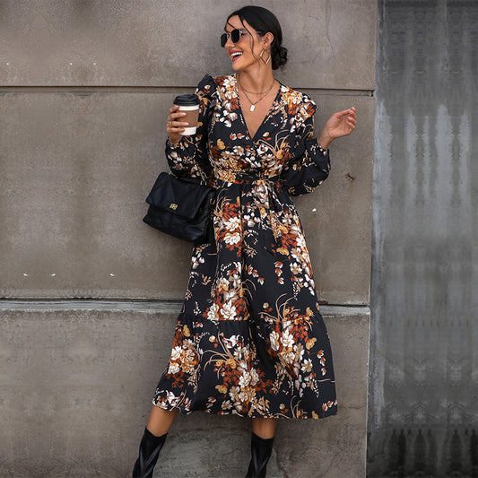 New Women's Dress Printed Autumn Dress New