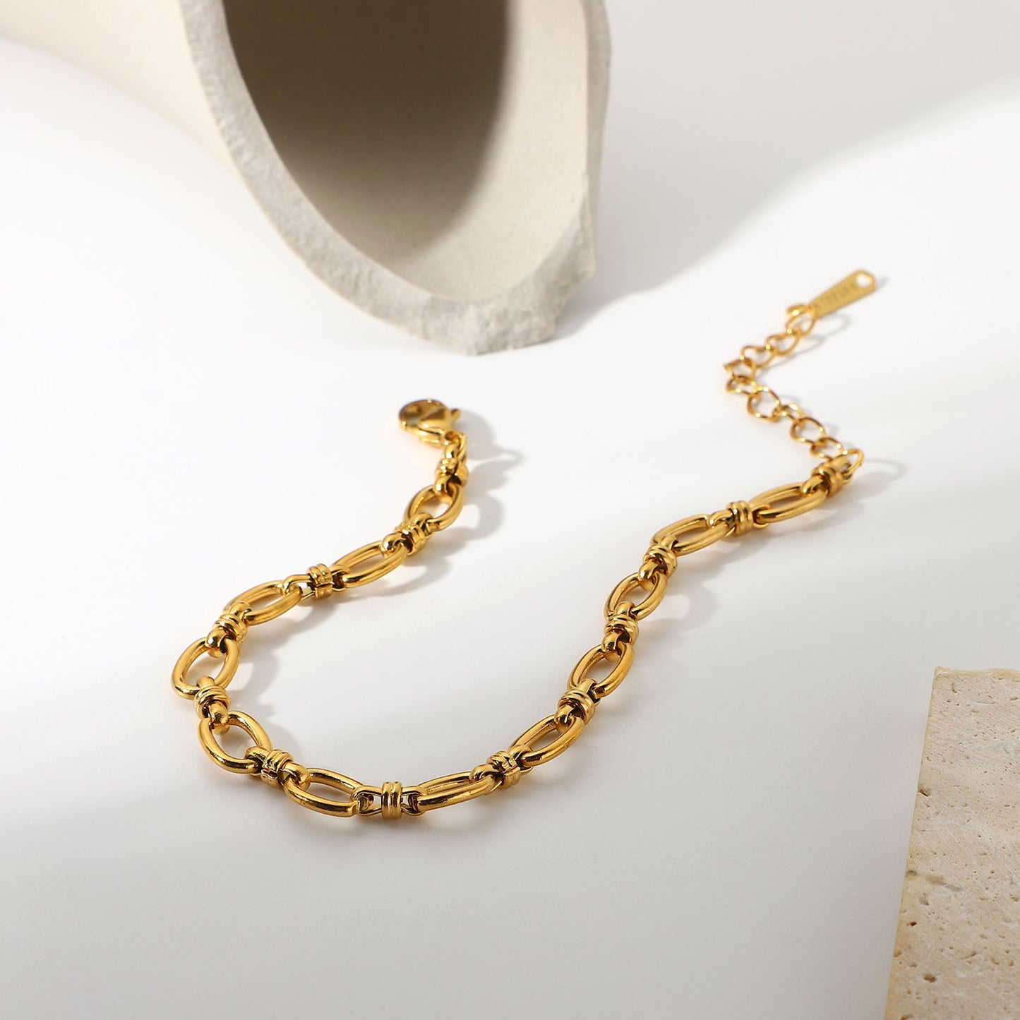 5pcs Narrow Chain Cross Buckle Bracelet 18K Gold Plated Stainless Steel Fashion Women's Popular Bracelet