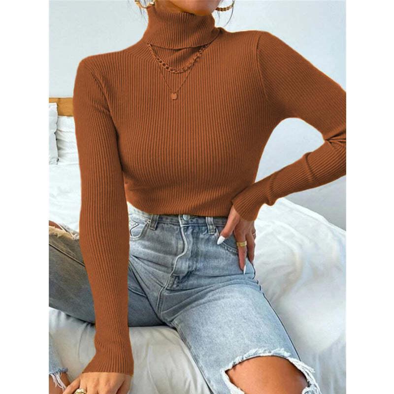 New Women's Turtleneck Sweater Pullover Knitted Top