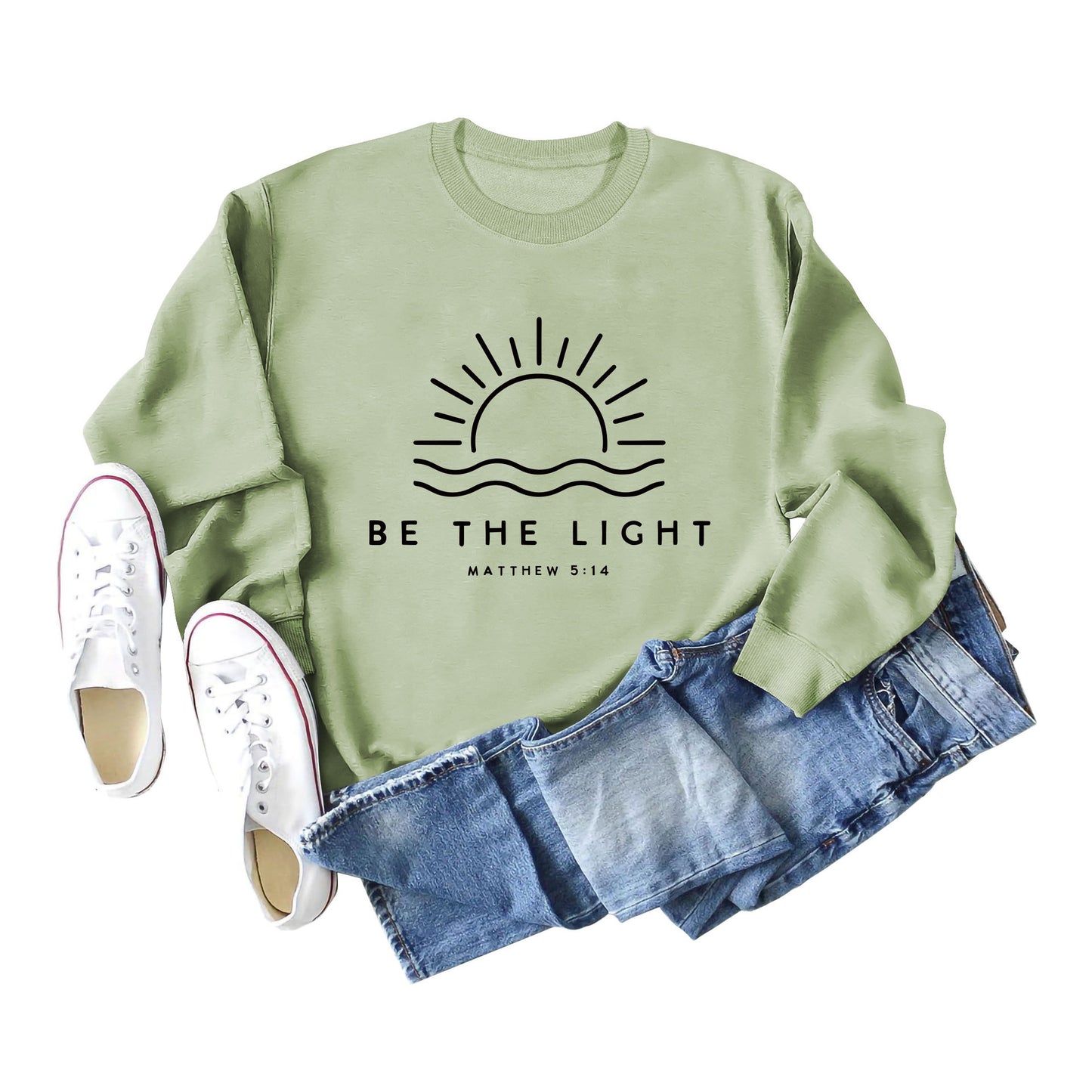 Fun Casual Be The Light Matthew Loose Long-Sleeved Hoodie For Women