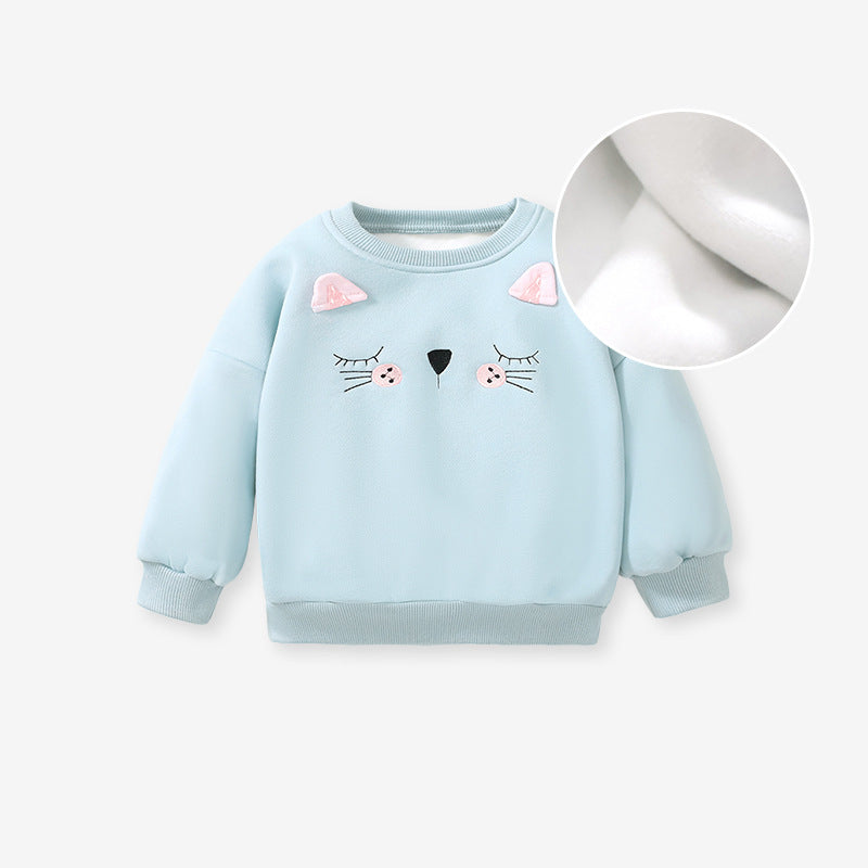 Winter Fleece Girls' Hoodie Long Sleeve Children's Top Cute Warm Children's Hoodie