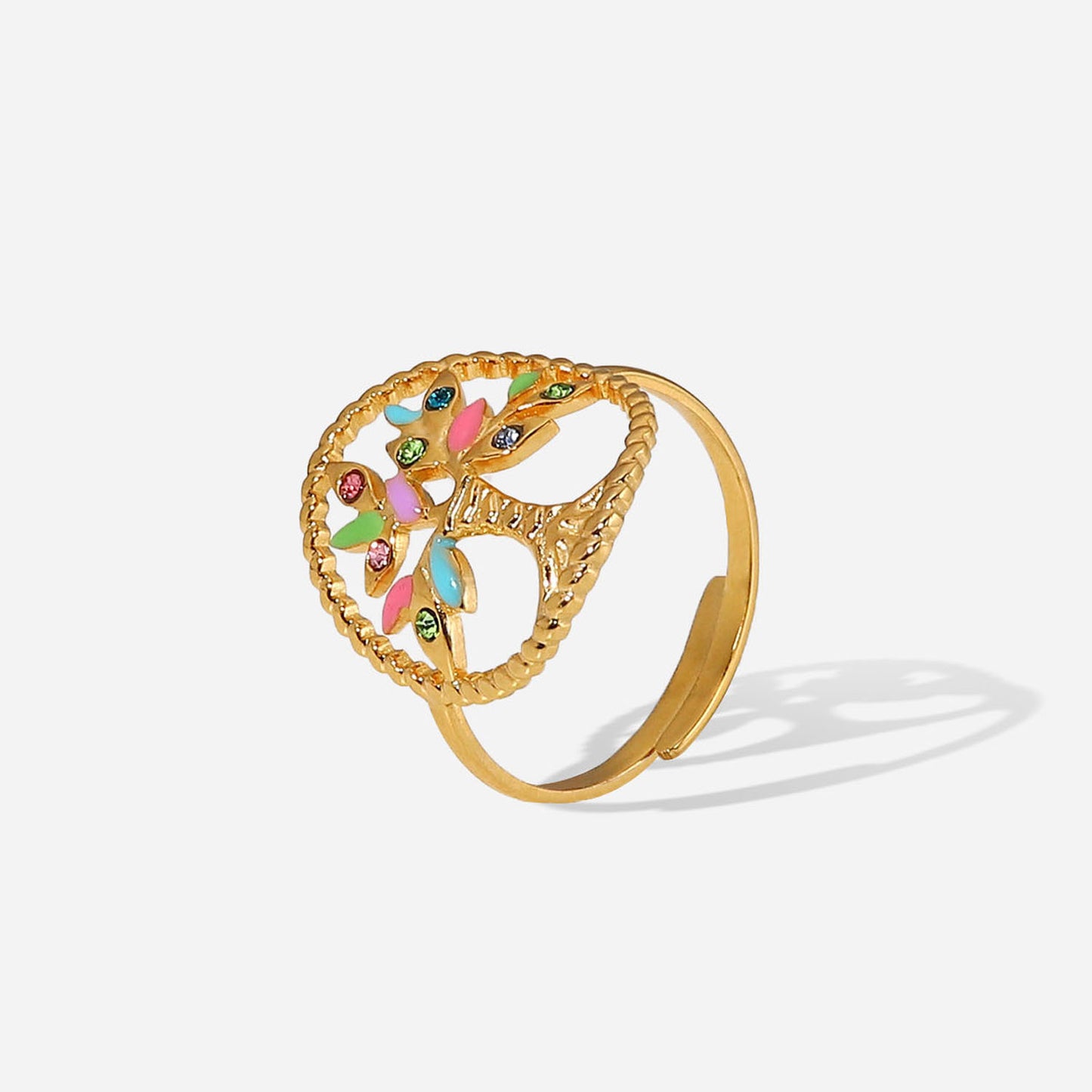 5pcs Fashion Stainless Steel Ring 18K Gold Plated Ring Seven Color Inlaid Zircon Jewelry Jewelry