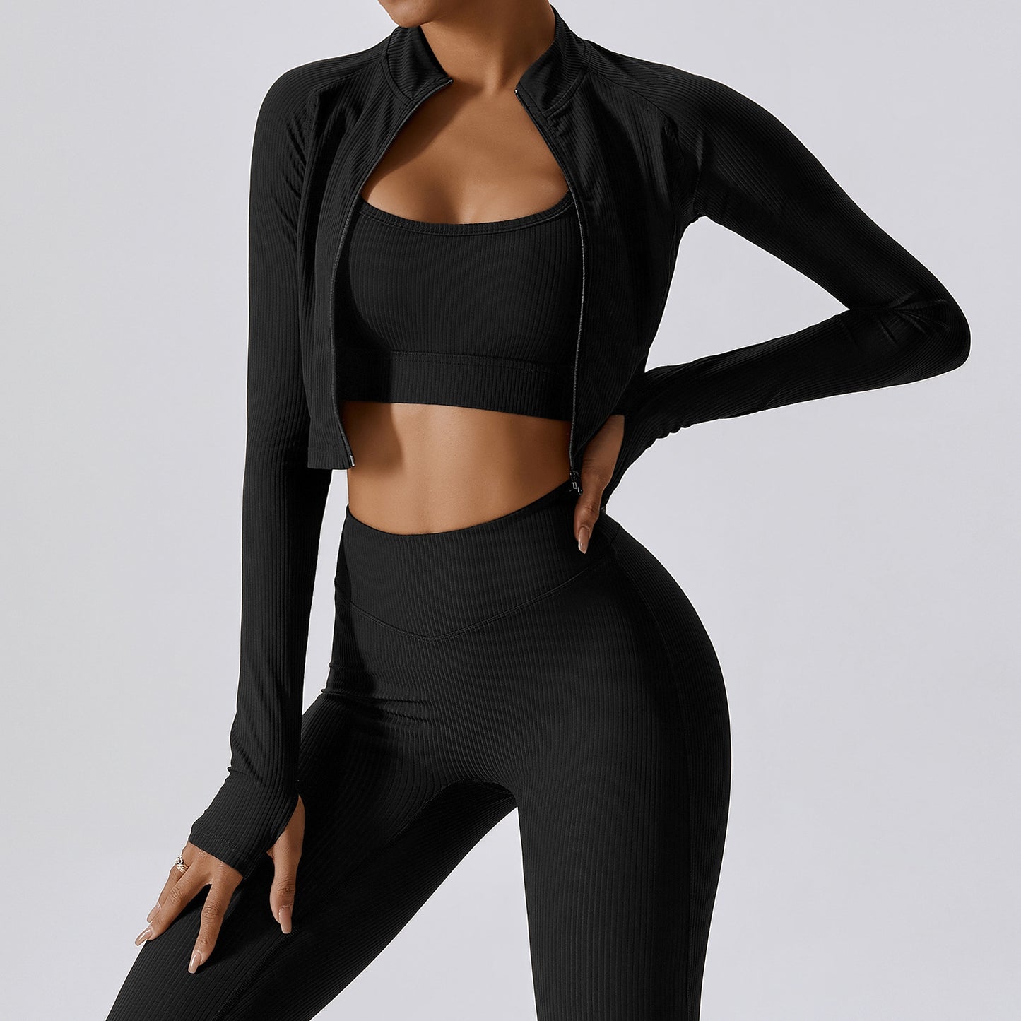Autumn Quick Dry Long Sleeve Yoga Coat Threaded Zipper Fitness Coat Female Running Sports Coat