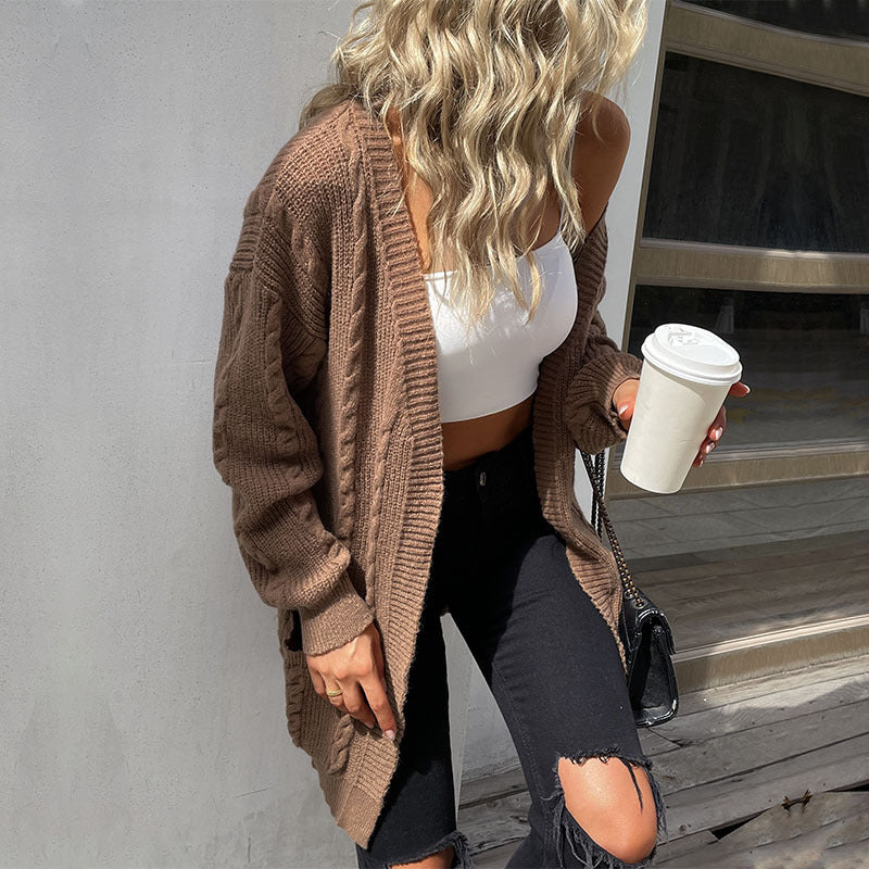 Autumn and Winter New Fashion Women's Long Sleeve Twist Sweater Cardigan: Cozy and Stylish Outerwear for Every Occasion