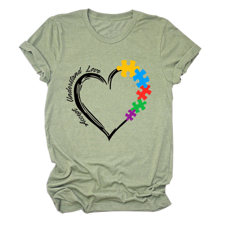 Fun Fashion Accept Understand Love Loose Casual Short Sleeves