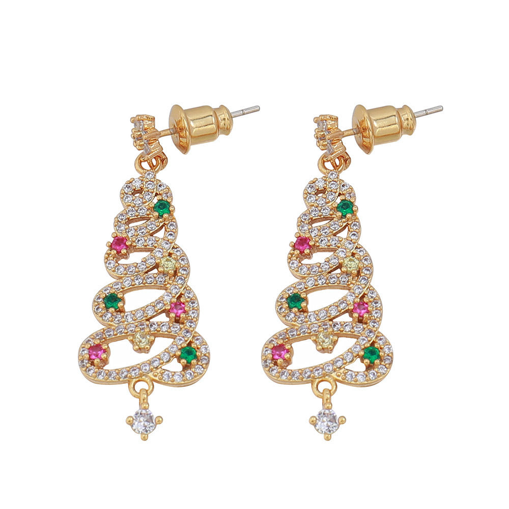 New Color Christmas Tree Tassel Earrings Sweet Simple Hollow Long Christmas Accessories Star Earrings