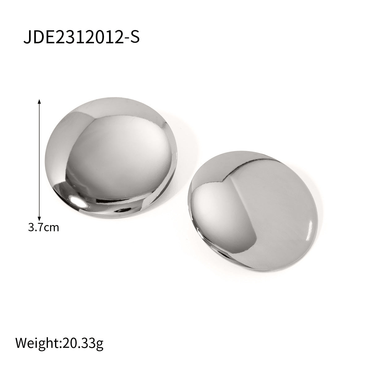 5pcs 18K Gold Stainless Steel Smooth Disc Titanium Steel Earrings High-Grade Non-Fading Jewelry