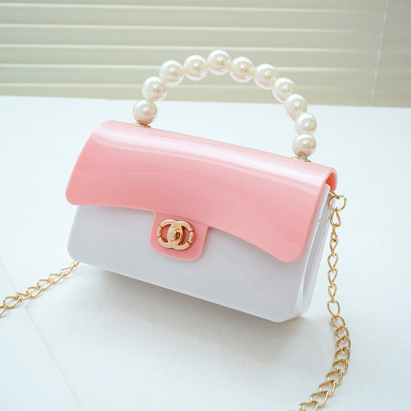 New Candy Color Jelly Bag Niche Design Double Color Beaded Bag Women's Handbag Single Shoulder Crossbody Bag