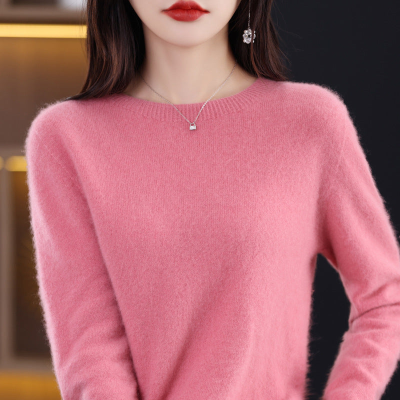 100 Pure Wool Knitwear Women's V-Neck Pullover Loose Base Shirt Autumn And Winter New Solid Color Sweater
