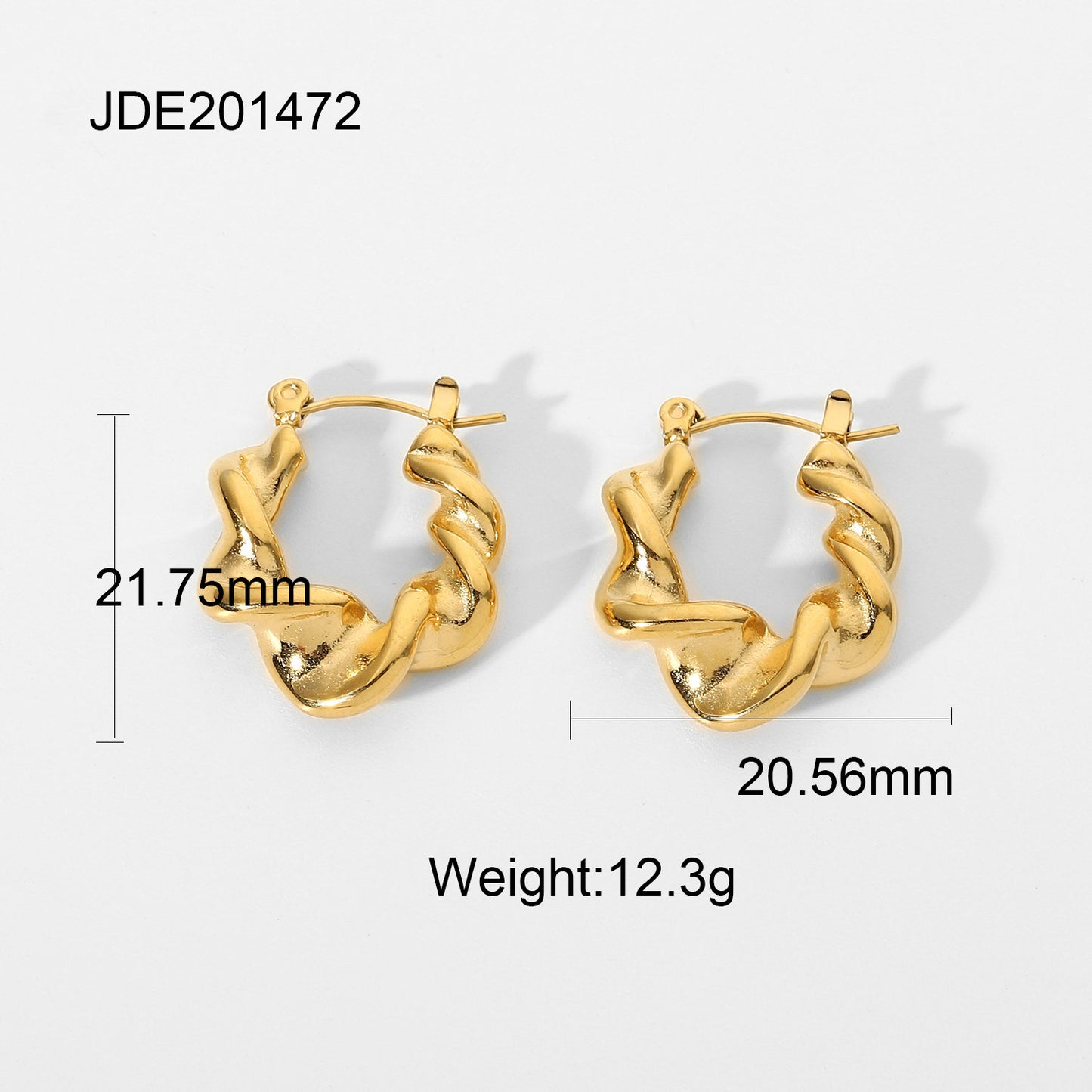 5pcs New Chunky Twist Croissant Stud Earrings 18 Gold-Plated Stainless Steel Ring Earrings For Women