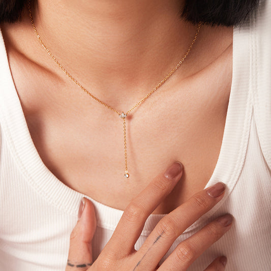 5pcs Fine Women's Fashion All-Match Titanium Steel Necklace 18K Gold Single Crown White Zircon Pendant Necklace