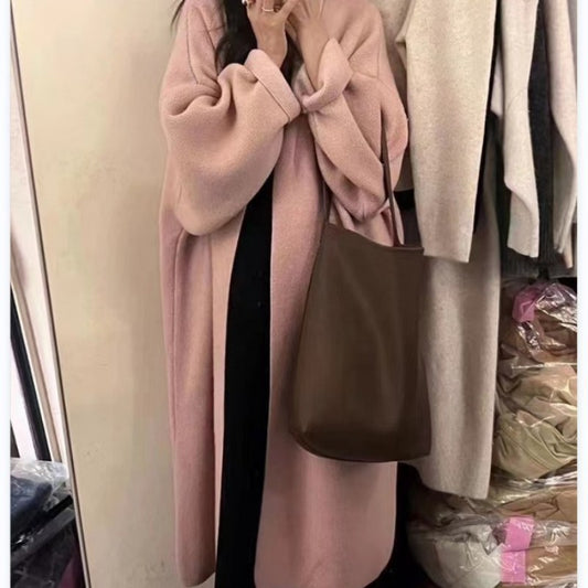 Over The Knee Long Sweater Coat Autumn And Winter Loose And Thick Lazy Wind Gentle Temperament Milk Knit Cardigan Woman