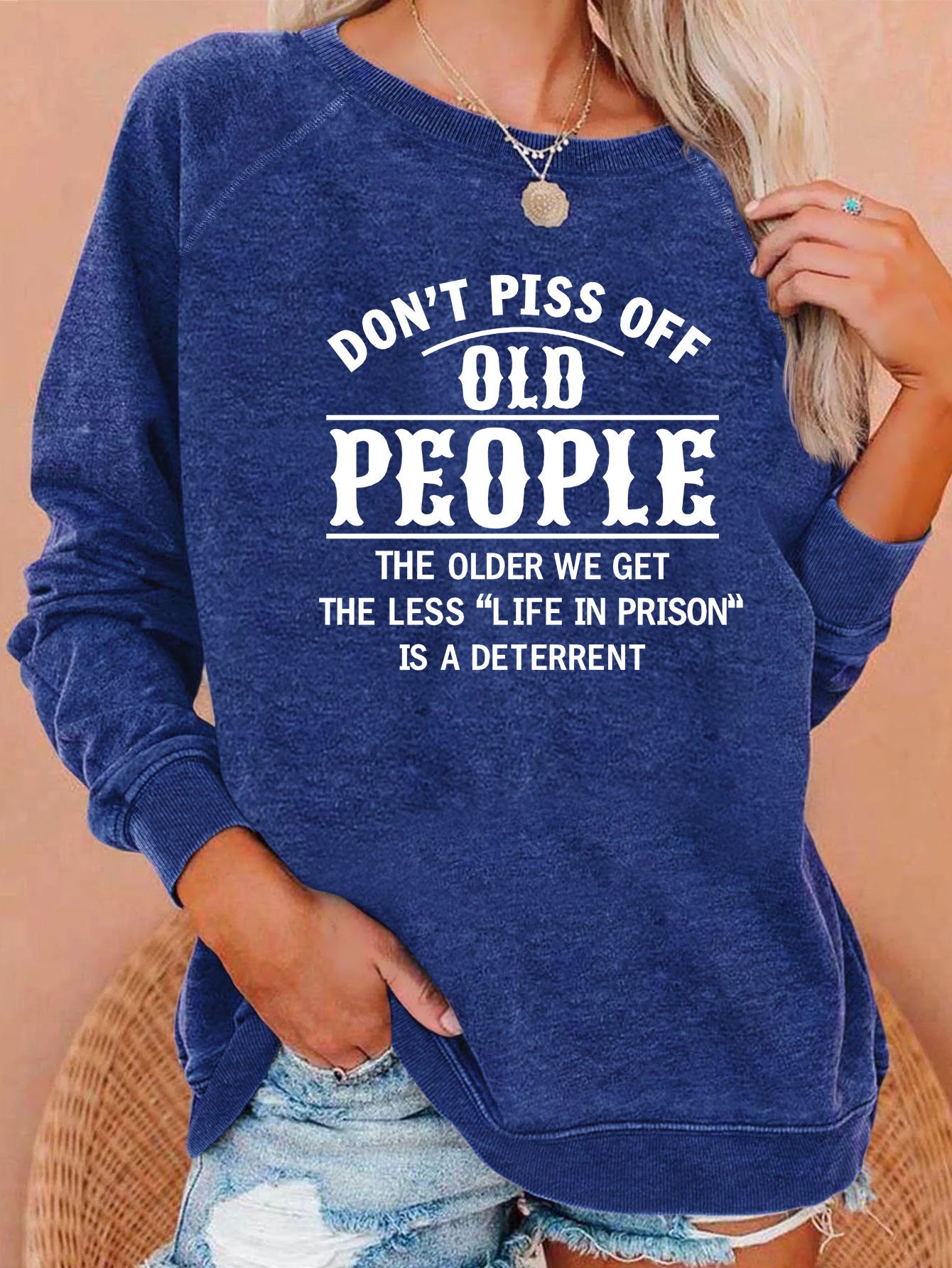 New Don't Piss Off Old Letter Print Hoodie Loose Top