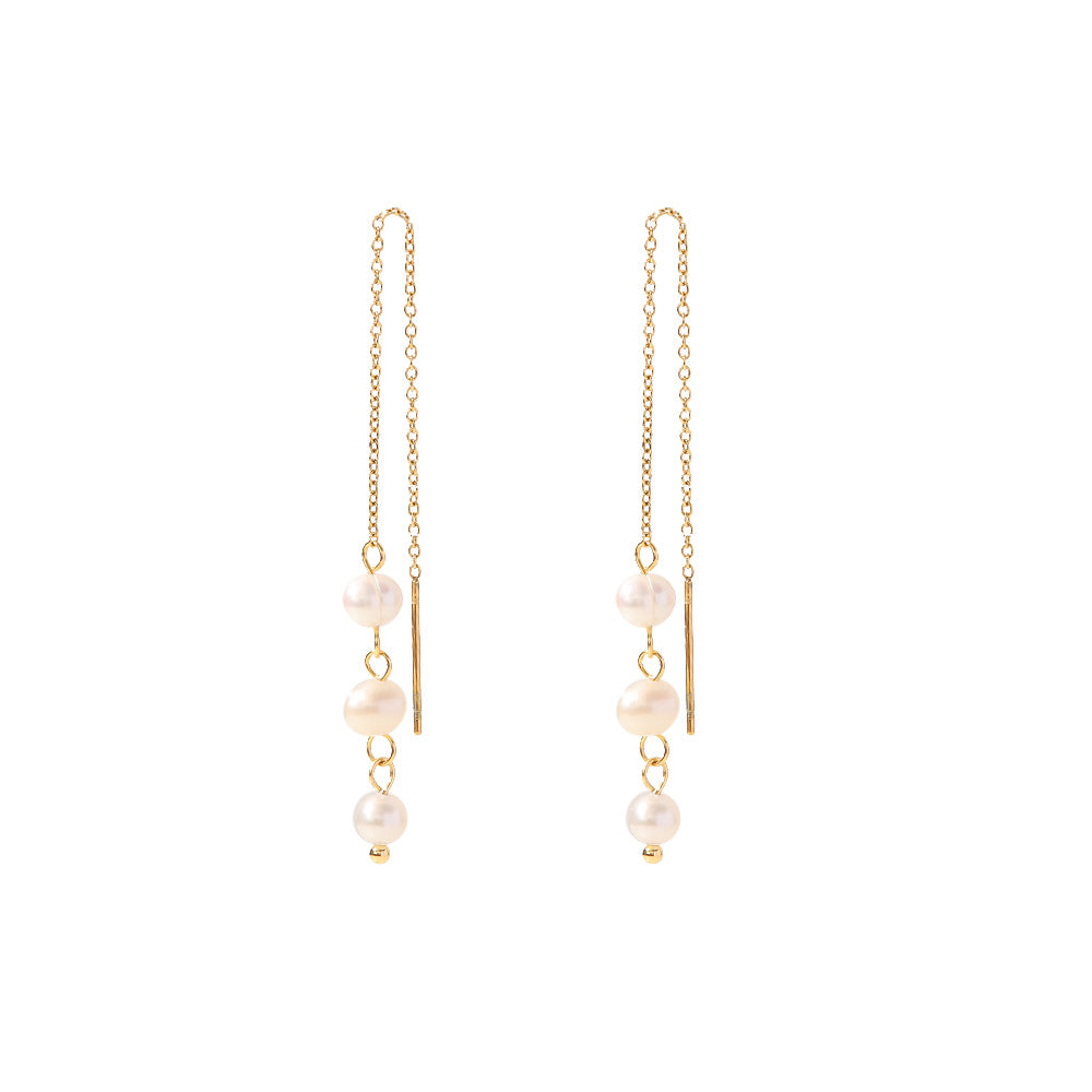 5pcs The New Fashion Design Sense Fringe Long Earrings Women Fashion Everything Pearl High-Grade Temperament Earrings