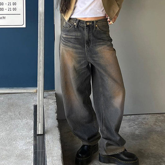 Women New Loose Draping Leg Long Straight Leg Low Waist Casual Pants Jeans
