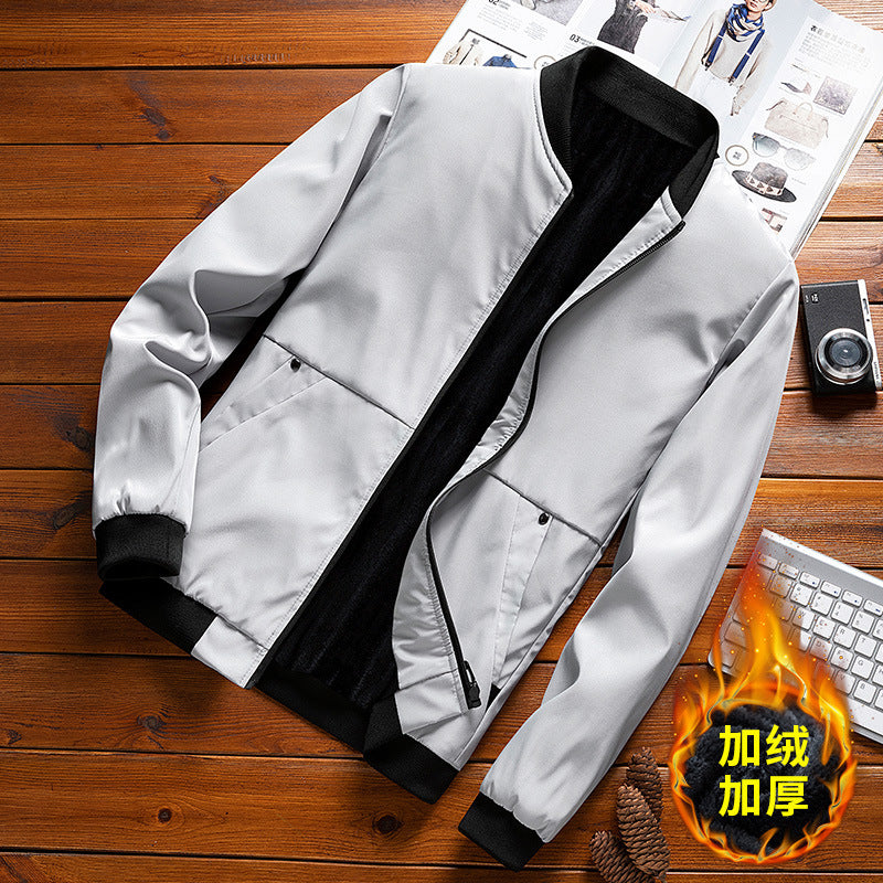 Men's Jacket Spring And Autumn New Version Of Baseball Clothes On The Clothes Plus Fleece Jacket Men's Cargo Coat